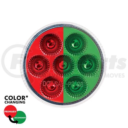 35943 by UNITED PACIFIC - 7-LED 2" Round Double Fury Clearance/Marker Light, Red and Green LED, Clear Lens