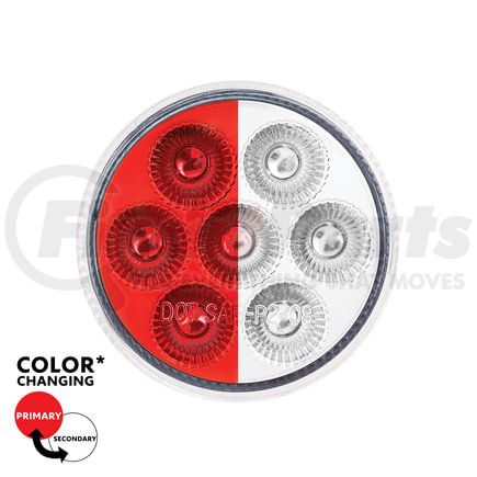 35945 by UNITED PACIFIC - 7-LED 2" Round Double Fury Clearance/Marker Light, Red and White LED, Clear Lens