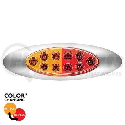 35958 by UNITED PACIFIC - Clearance Light - (10) Red and Amber LED, Clear Lens, Oval, Double Fury Light