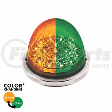 35975 by UNITED PACIFIC - Marker Light - (17) Amber and Green LED, Clear Lens, Double Fury, Watermelon Style