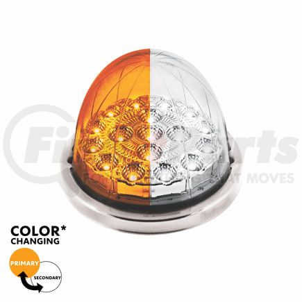 35978 by UNITED PACIFIC - Marker Light - (17) Amber and White LED, Clear Lens, Double Fury, Watermelon Style