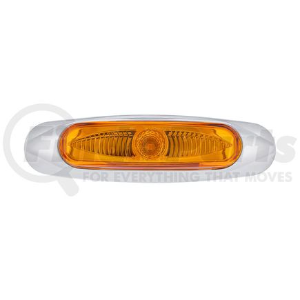 35995 by UNITED PACIFIC - Clearance/Marker Light - Chrome, 5-3/4" Wide, 3 LED, ViperEye Effect, Amber LED/Amber Lens