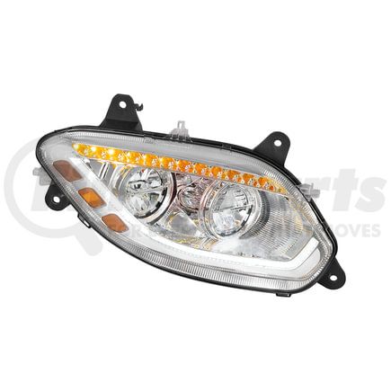 36067 by UNITED PACIFIC - Headlight Assembly - Passenger Side, Chrome, 86 LED, For 2018-2024 International LT Truck