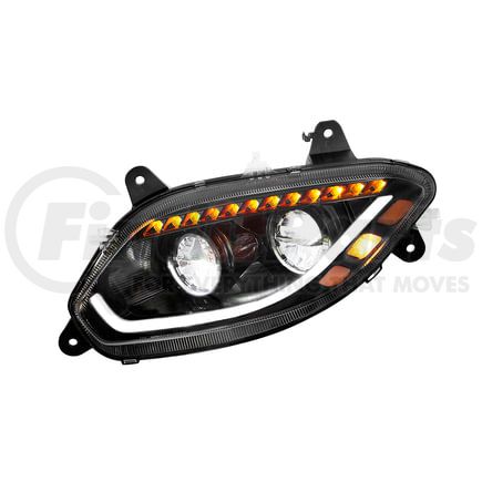 36068 by UNITED PACIFIC - Headlight Assembly - Driver Side, Black, LED, For 2018-2024 International LT Truck