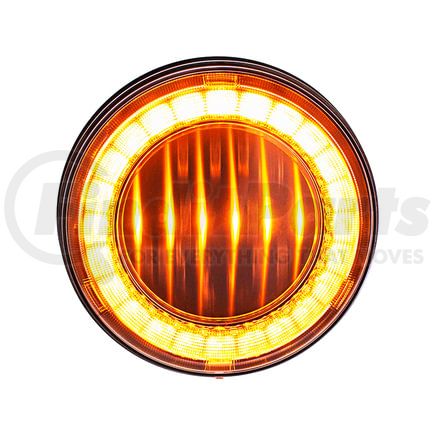 36088 by UNITED PACIFIC - Brake / Tail / Turn Signal Light - 4", Round, 30 LED, Amber LED, Clear Lens, I-Series Lumos Light