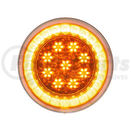 36096 by UNITED PACIFIC - Brake / Tail / Turn Signal Light - 4", Round, 33 LED, Amber LED/Lens, S-Series Lumos Light