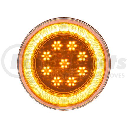 36098 by UNITED PACIFIC - Brake / Tail / Turn Signal Light - 4", Round, 33 LED, Amber LED, Clear Lens, S-Series Lumos Light