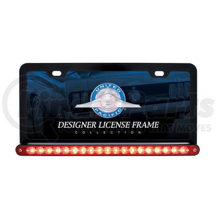 36477 by UNITED PACIFIC - License Plate Frame - Black, with 19 LED 12" Reflector Light Bar, Red LED/Red Lens