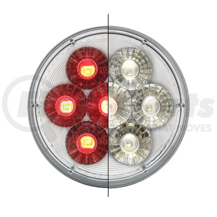 36530 by UNITED PACIFIC - Brake/Tail/Turn Signal Light - 14 LED 4"Double Fury Dual Color, Red & White LED/Clear Lens