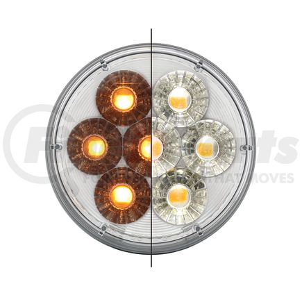 36532 by UNITED PACIFIC - Turn Signal Light - 14 LED 4" Double Fury Dual Color, Amber & White LED/Clear Lens