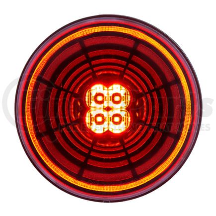 36564 by UNITED PACIFIC - Brake / Tail / Turn Signal Light - 4 in., Round, Red Abyss Lens, 13 White LEDs, DOT SAE Approved