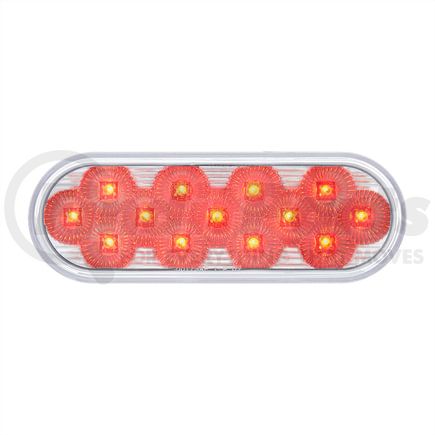 36723 by UNITED PACIFIC - Stop, Turn, & Tail Light - 13 LED 6" Oval, Double Fury, with Warning Light, Red & Amber LED/Clear Lens