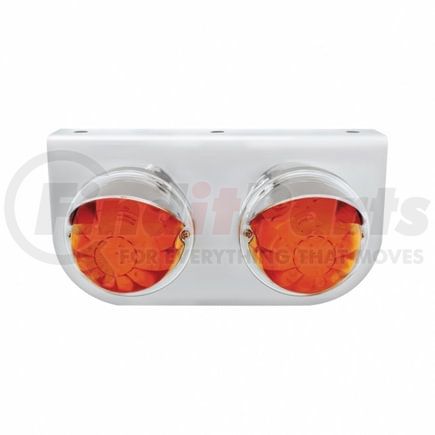 37257 by UNITED PACIFIC - Marker Light - LED, with Bracket, with Bezel and Visor, Two 17 LED Lights, Dark Amber Lens/Amber LED, Stainless Steel, 3" Lens, Watermelon Design