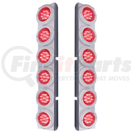 37342 by UNITED PACIFIC - Air Cleaner Light Bar - Rear, Stainless Steel, with Bracket, Clearance/Marker Light, Red LED and Lens, Flat Style, with Chrome Bezels, 12 LED Per Light, for Peterbilt Trucks