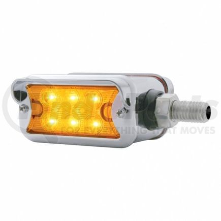 37504 by UNITED PACIFIC - Marker Light - 6 LED, Straight Mount, Double Face, with Chrome Bezel and Horizontal Visor, Dual Function, Amber Lens/Amber LED, Chrome-Plated Steel, Rectangle Design