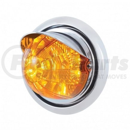 39158 by UNITED PACIFIC - Bumper Guide Light - Front, with 17 Amber LED Reflector Watermelon Light and Visor, for Freightliner Columbia, Amber Lens