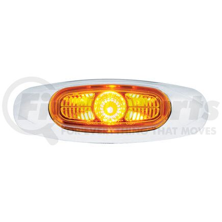 39254 by UNITED PACIFIC - Clearance/Marker Light - 4-3/16" Wide, 3 LED, Chrome, ViperEye Effect, Amber LED/Amber Lens