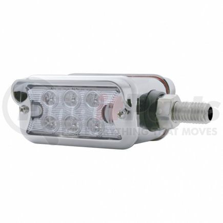 39421 by UNITED PACIFIC - Marker Light - 6 LED, Straight Mount, Double Face, with Chrome Bezel and Horizontal Visor, Dual Function, Clear Lens/Amber and Red LED, Chrome-Plated Steel, Rectangle Design