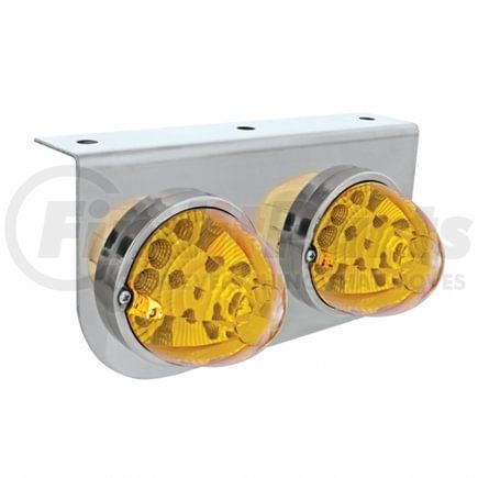 39622 by UNITED PACIFIC - Reflector Maze LED Marker Light with Bracket - Two 17 LED Lights, Amber Lens/Amber LED, Stainless Steel, 3 in. Lens, Watermelon Design