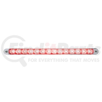 39699 by UNITED PACIFIC - Auxiliary Light - 14 LED 12" Auxiliary Strip Light, with Bezel, Red LED/Chrome Lens