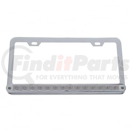 39746 by UNITED PACIFIC - License Plate Frame - Chrome, with 14 LED 12" Light Bar, Red LED/Clear Lens