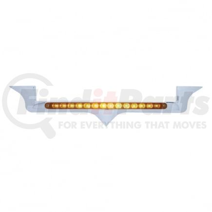 39878 by UNITED PACIFIC - Hood Emblem - Chrome, with 14 LED Light Bar, Amber LED/Amber Lens, for Kenworth