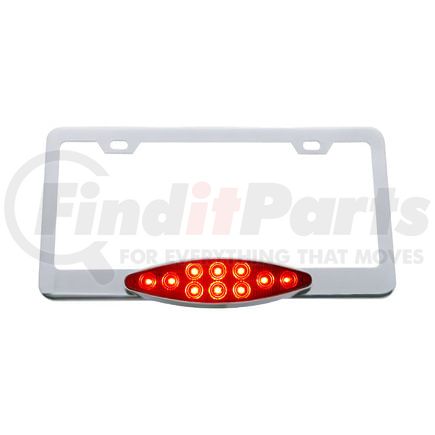 39884 by UNITED PACIFIC - License Plate Frame - Chrome, with 10 LED Cats Eye Light, Red LED/Red Lens