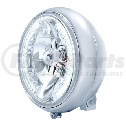 32167 by UNITED PACIFIC - Headlight - Motorcycle, RH/LH, 7", Round, Chrome Housing, with 34 White LED Position Light