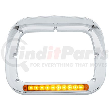 32370 by UNITED PACIFIC - Headlight Bezel - 10 LED Rectangular, with Visor, Amber LED/Amber Lens