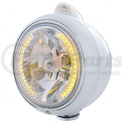 32425 by UNITED PACIFIC - Guide Headlight - 682-C Style, RH/LH, 7", Round, Polished Housing, H4 Bulb, with 34 Bright Amber LED Position Light and Top Mount, 5 LED Signal Light, Amber Lens