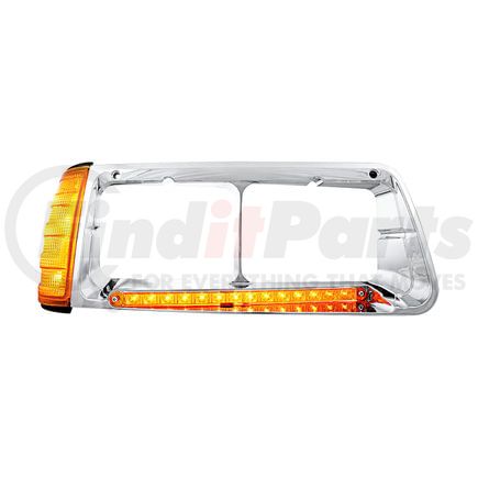 32495 by UNITED PACIFIC - Headlight Bezel - 14 LED, with Turn Signal, Amber LED/Amber Lens, for Freightliner FLD