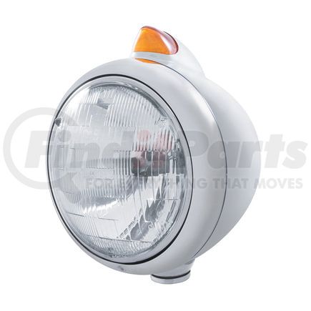 32620 by UNITED PACIFIC - Guide Headlight - 682-C Style, RH/LH, 7", Round, Chrome Housing, H6024 Bulb, with Top Mount, Original Style, 5 Amber LED Signal Light, Amber Lens