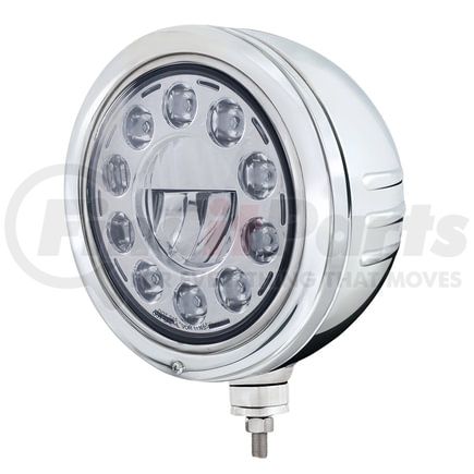 32771 by UNITED PACIFIC - Headlight - 7" Round, with 11 LED Crystal, Stainless Steel Housing, Bullet Style