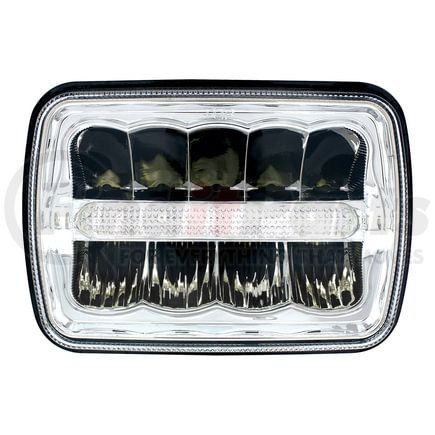 34122 by UNITED PACIFIC - Headlight - 9 High Power, RH/LH, 5 x 7" Rectangle, Black Housing, High/Low Beam, with 6 Bright White LED Position Light Bar