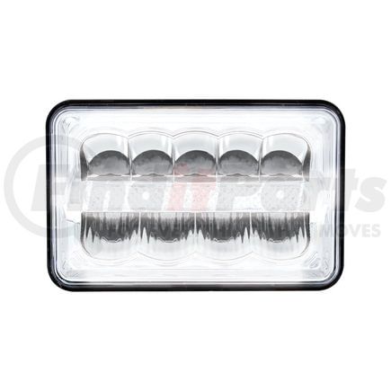 34125 by UNITED PACIFIC - Headlight - 9 High Power, RH/LH, 4 x 6" Rectangle, Black Housing, High/Low Beam, with 6 Bright White LED Position Light Bar