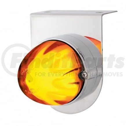 34416 by UNITED PACIFIC - Marker Light - "Glo" Light, LED, with Bracket, Dual Function, 9 LED, Amber Lens/Amber LED, Stainless Steel, 3 in. Lens, Watermelon Design