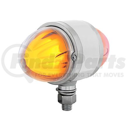 34429 by UNITED PACIFIC - Marker Light - "Glo" Light, Double Face, LED, Assembly, Dual Function, 9 LED, Clear Lens/Amber and Red LED, Chrome-Plated Steel, Watermelon Design