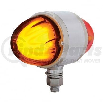 34428 by UNITED PACIFIC - Marker Light - "Glo" Light, Double Face, LED, Assembly, Dual Function, 9 LED, Amber and Red Lens/Amber and Red LED, Chrome-Plated Steel, Watermelon Design