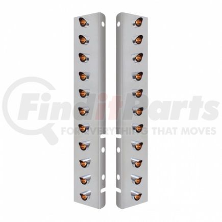 34470 by UNITED PACIFIC - Air Cleaner Light Bar - Front, Stainless Steel, with Bracket, Clearance/Marker Light, Amber LED, Clear Lens, Mini Lights with Visors, 3 High Power LED Per Light, for Peterbilt Trucks