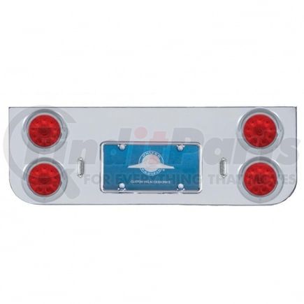 34520 by UNITED PACIFIC - Tail Light Panel - Rear Center Panel, Chrome, with Four 10 LED 4" Lights & Visors, Red LED/Red Lens