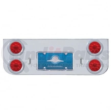 34620 by UNITED PACIFIC - Tail Light Panel - Rear Center Panel, Chrome, with Four 10 LED 4" Lights & Bezels, Red LED/Red Lens