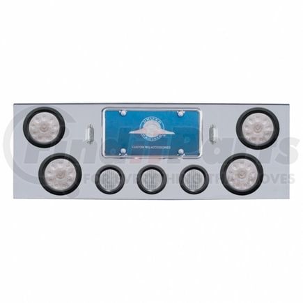 34710 by UNITED PACIFIC - Tail Light Panel - Rear Center Panel, Chrome, with 4 x 10 LED 4" Lights & 3 x 13 LED 2.5" Lights, Red LED/Clear Lens