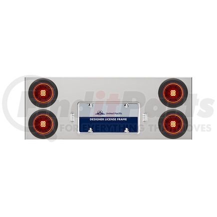 35006 by UNITED PACIFIC - Tail Light Panel - with Grommet, Polished, Stainless Steel, Red LED/Lens, Six 4" LED Abyss Lights