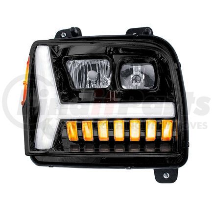 35133 by UNITED PACIFIC - Headlight - Passenger Side, Blackout, with LED DRL Bar, For 2018-24 Kenworth W990