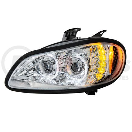 35729 by UNITED PACIFIC - Headlight Assembly - Driver Side, Chrome, LED, Projector, For 2003-2024 Freightliner M2