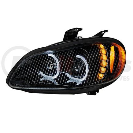 35731 by UNITED PACIFIC - Headlight Assembly - Driver Side, Black, LED, Projector, For 2003-2024 Freightliner M2