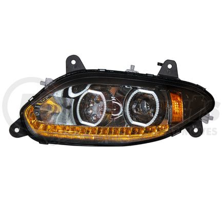 35735 by UNITED PACIFIC - Headlight - L/H, Black, 17 LED, for 2018-2023 International LT Trucks