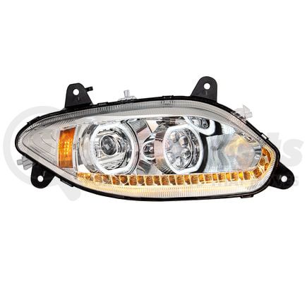 35734 by UNITED PACIFIC - Headlight - R/H, Chrome, 17 LED, for 2018-2023 International LT Trucks