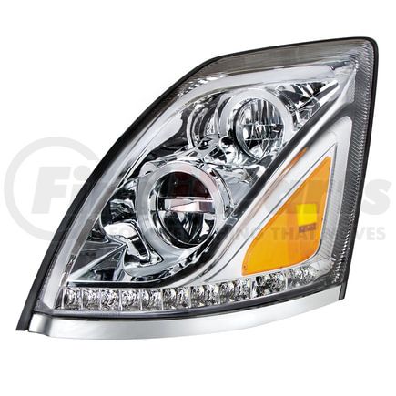 35753 by UNITED PACIFIC - Headlight - L/H, Chrome, LED, High Beam/Low Beam, for 2013-2017 Volvo VN/VNL