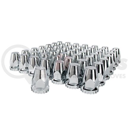 10064CB by UNITED PACIFIC - Wheel Lug Nut Cover Set - 33mm x 2 3/4", Chrome, Plastic, Original, Thread-On